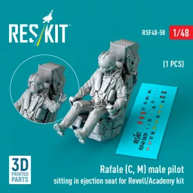   Reskit - Rafale (C M) male pilot sitting in ejection seat for Revell/Academy kit (1 pcs) (3D Printed)