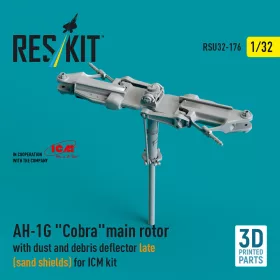   Reskit - AH-1G Cobra main rotor with dust and debris deflector (sand shields) late version for ICM kit (3D Printed)