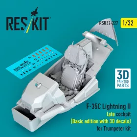   Reskit - F-35C Lightning II late cockpit (Basic edition with 3D decals) for Trumpeter kit (3D Printed)