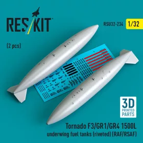   Reskit - Tornado F3/GR1/GR4 1500L underwing fuel tanks (riveted) (RAF/RSAF) (2 pcs) (3D Printed)