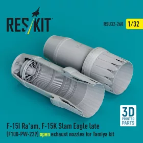   Reskit - F?15I Ra'am F?15K Slam Eagle late (F100-PW-229) open exhaust nozzles for Tamiya kit (3D Printed)