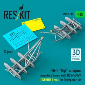   Reskit - Mi-8 Hip weapon mounting frame with BD3-57KrV (UKRAINE Late) for Trumpeter kit (2 pcs) (3D Printed)