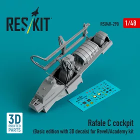   Reskit - Rafale C cockpit (Basic edition with 3D decals) for Revell/Academy kit (3D printed)