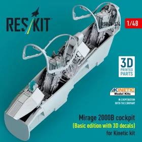   Reskit - Mirage 2000B cockpit (Basic edition with 3D decals) for Kinetic kit (3D Printed)