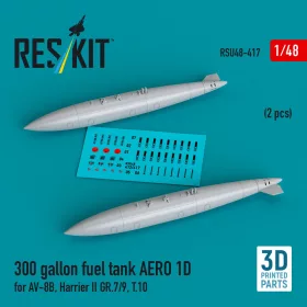   Reskit - 300 gallon fuel tank AERO 1D for AV-8B, Harrier II GR.7/9, T.10 (2 pcs) (3D Printed)