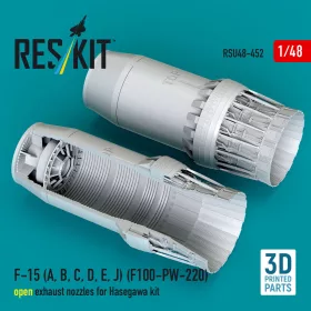   Reskit - F-15 (A B C D E J) (F100-PW-220) open exhaust nozzles for Hasegawa kit (3D Printed)