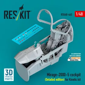   Reskit - Mirage-2000-5 cockpit (Detailed edition) for Kinetic kit (3D Printed)