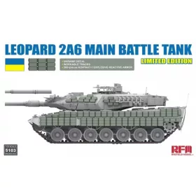   Rye Field Model - 1:35 Leopard 2A6 Main Battle Tank with Ukraine decal/ Kontakt-1ERA/workable tracks - Rye Field Model