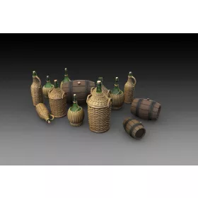   Royal Model - Wicker Bottles Demijohn Glass and small barrels
