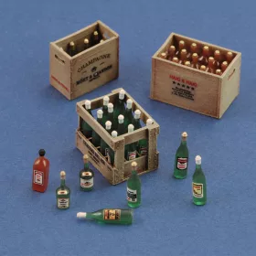 Royal Model - Champagne  cognac e wine bottles with crates