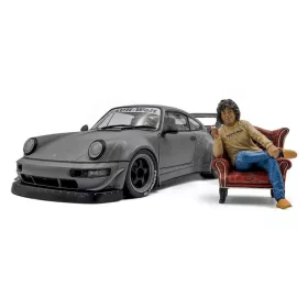   Solido - Porsche 911 (964) RWB Body Kit with Akira Nakai Figure Nardo Grey 2024