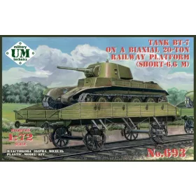   Unimodell - BT-7 tank on a biaxial 20-ton railway platform (short - 6.6m)