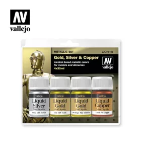 Vallejo - Liquid Gold - Gold Silver Copper Paint set